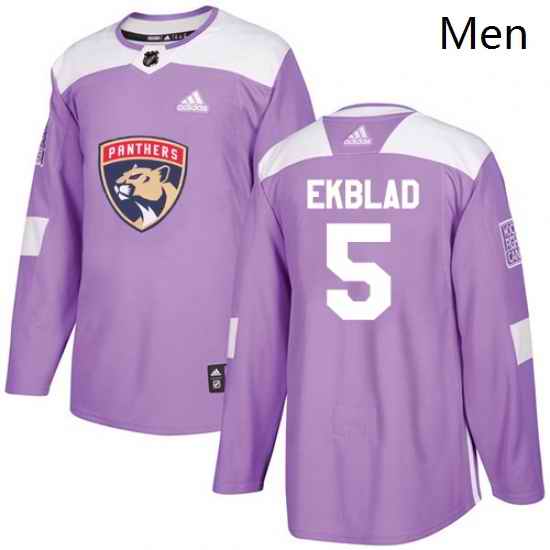 Mens Adidas Florida Panthers 5 Aaron Ekblad Authentic Purple Fights Cancer Practice NHL Jersey